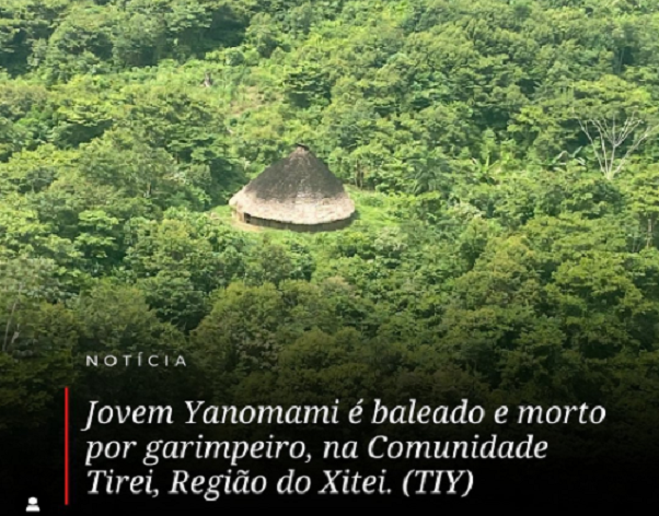 Associação denuncia assassinato de jovem indígena por garimpeiros em TI Yanomami